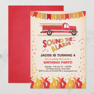 Vuurvliegerbrandblusbrandweer Birthday Invitation  Kaart
