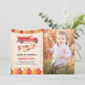 Vuurvliegerbrandblusbrandweer Birthday Invitation  Kaart (Staand voorkant)