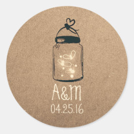 vuurvliegers mason jar rustic ronde sticker