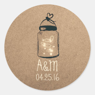 vuurvliegers mason jar rustic ronde sticker