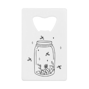 Vuurvliegjes en bloemen flesopener creditkaart flessenopener