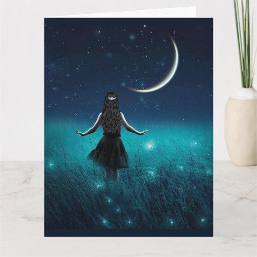 VUURVLIEGJES EN MEISJE LEEG WENSKAART BEDANKKAART (Voorkant)