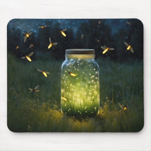 Vuurvliegjes gloeien in een pot muismat (Voorkant)