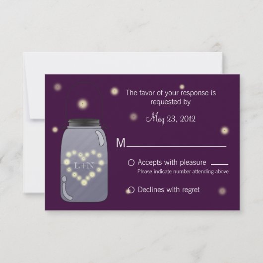 Vuurvliegjes in Metselaars Pot Hart Liefde RSVP Kaartje (Voorkant)