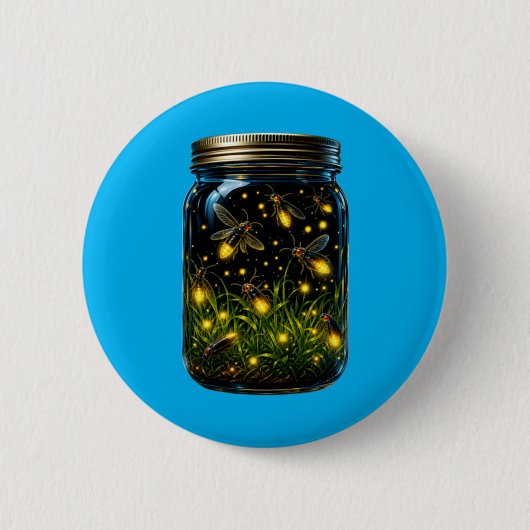 Vuurvliegjes Insecten In Een Potje Gloeiende Bug B Ronde Button 5,7 Cm (Voorkant)