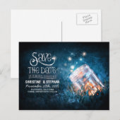 Vuurvliegjes Mason Jar Rustiek Romantiek Save the  Aankondigingskaart (Voorkant / Achterkant)