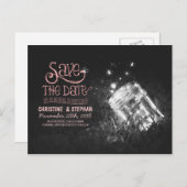 Vuurvliegjes Mason Jar Rustiek Romantiek Save the  Aankondigingskaart (Voorkant / Achterkant)