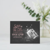 Vuurvliegjes Mason Jar Rustiek Romantiek Save the  Aankondigingskaart (Staand voorkant)