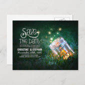 Vuurvliegjes Mason Jar Rustiek Romantiek Save the Aankondigingskaart (Voorkant / Achterkant)