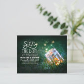 Vuurvliegjes Mason Jar Rustiek Romantiek Save the Aankondigingskaart (Staand voorkant)