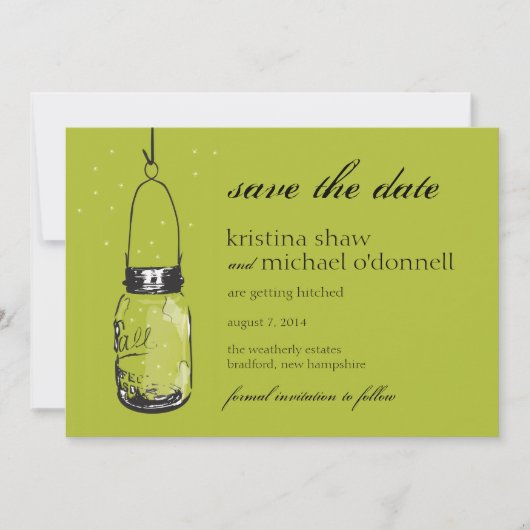 Vuurvliegjes & Mason Jar Save the Date (Voorkant)