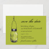 Vuurvliegjes & Mason Jar Save the Date (Voorkant / Achterkant)