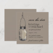 Vuurvliegjes & Mason Jar Save the Date (Voorkant / Achterkant)