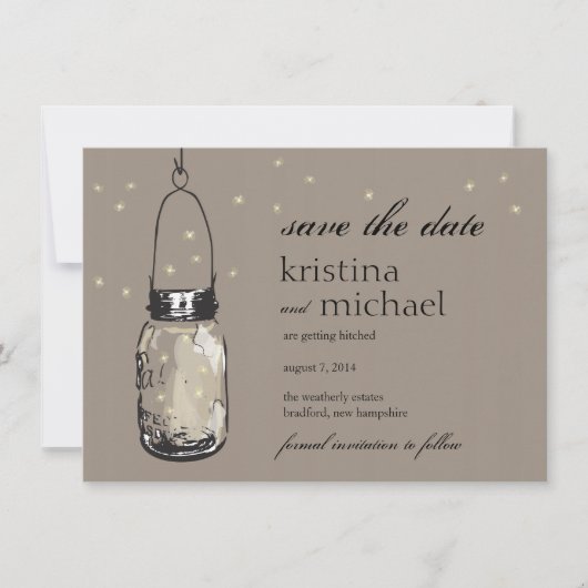 Vuurvliegjes & Mason Jar Save the Date (Voorkant)