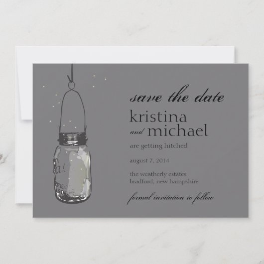 Vuurvliegjes & Mason Jar Save the Date (Voorkant)