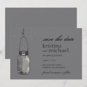 Vuurvliegjes & Mason Jar Save the Date (Voorkant / Achterkant)