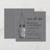 Vuurvliegjes & Mason Jar Save the Date (Voorkant / Achterkant)