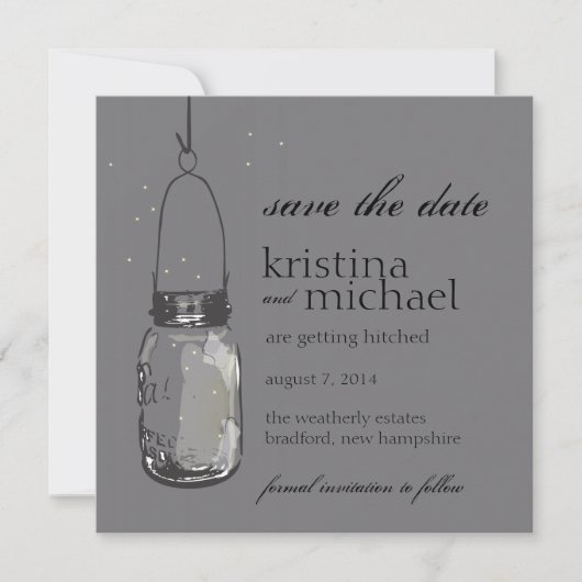 Vuurvliegjes & Mason Jar Save the Date (Voorkant)