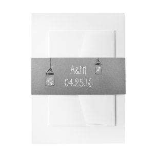 Vuurvliegjes Mason Jars Rustiek Grijs Bruiloft Uitnodigingen Wikkel