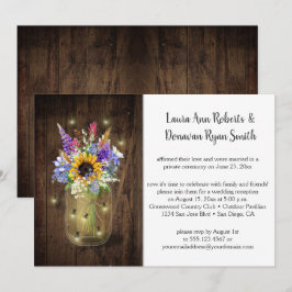 Vuurvliegjes Mason Jars Wilde Bloemen Ontvangst On Kaart