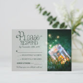 vuurvliegjes metselaar rustieke tuin bruiloft RSVP (Staand voorkant)