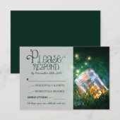 vuurvliegjes metselaar rustieke tuin bruiloft RSVP (Voorkant / Achterkant)