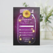 Vuurvliegjes & Metselwerk Pot Whimsical Huwelijks RSVP Kaartje (Staand voorkant)