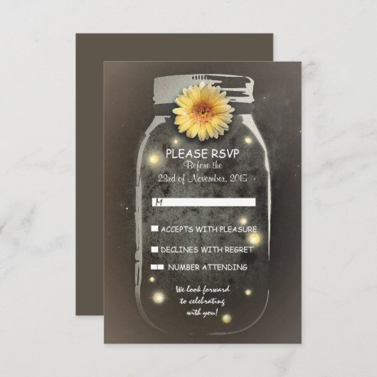 Vuurvliegjes & Rustieke Pot Whimsical Huwelijks RS RSVP Kaartje (Voorkant / Achterkant)