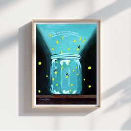 Vuurvliegjes Schilderij Johannes 1 5 Bijbelvers Poster