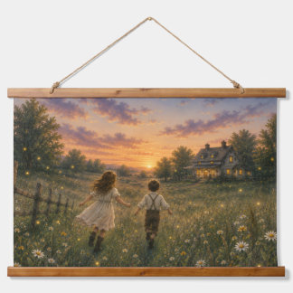 Vuurvliegweide Watercolor Tapijt Hangend Wandkleed