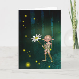 VUURVLIJGEN & ELF MEISJE FANTASIE KUNST VERJAARDAG KAART