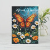 Vuurvlinder surrealistisch kunstwerk kamille natuu kaart (Staand voorkant)