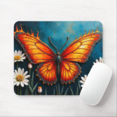 Vuurvlinder surrealistisch kunstwerk kamille natuu muismat (Met muis)