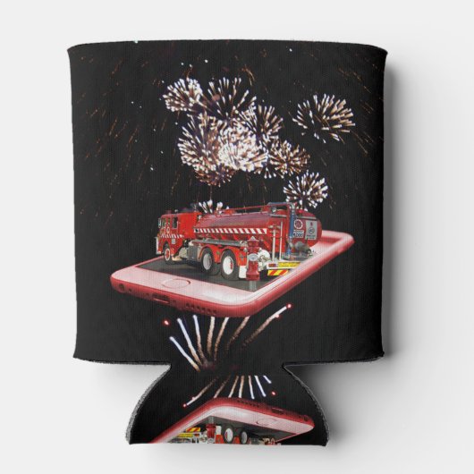 Vuurvloed met vuurwerk blikjeskoeler (Achterkant)