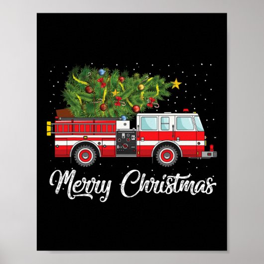 Vuurvloerse kerstboom Funny Firefighter Gift Merry Poster (Voorkant)