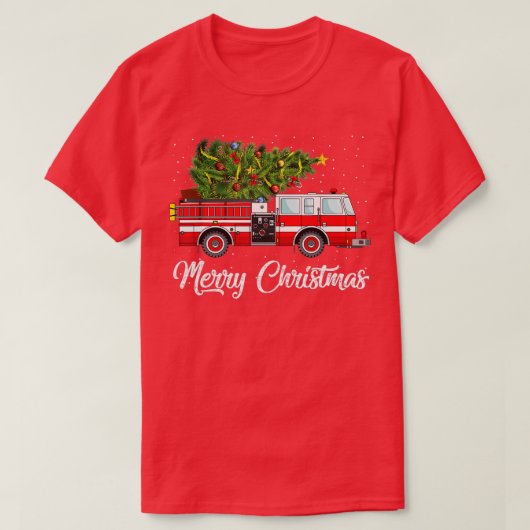 Vuurvloerse kerstboom Funny Firefighter Gift Merry T-shirt (Design voorkant)