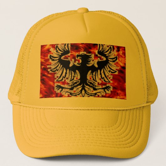 Vuurvogel met brandweerbasis... - Gepersonaliseerd Trucker Pet (Voorkant)