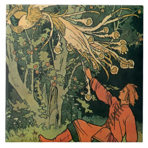 “Vuurvogel” Sprookjeskunst door Ivan Bilibin Tegeltje