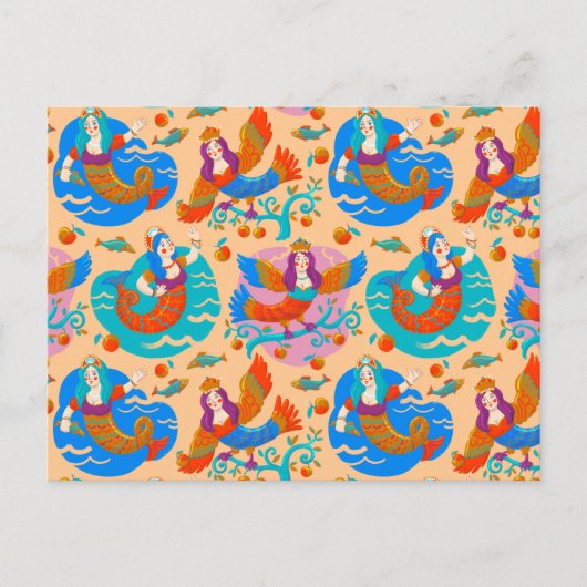 Vuurvogels en zeemachtigen briefkaart (Voorkant)