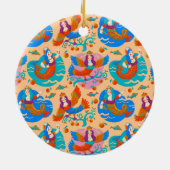 Vuurvogels en zeemachtigen keramisch ornament (Achterkant)