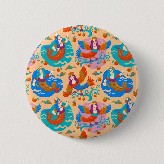 Vuurvogels en zeemachtigen ronde button 5,7 cm (Voorkant)