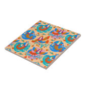 Vuurvogels en zeemachtigen tegeltje (Zijkant)