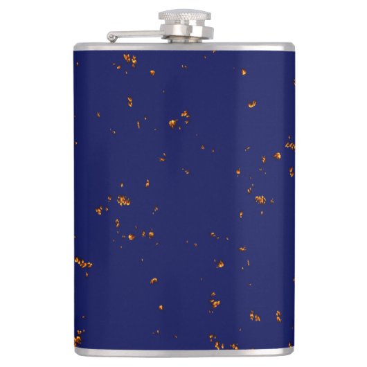 Vuurvonken bedekken uw foto Bonfire Assen Blauw Heupfles (Voorkant)