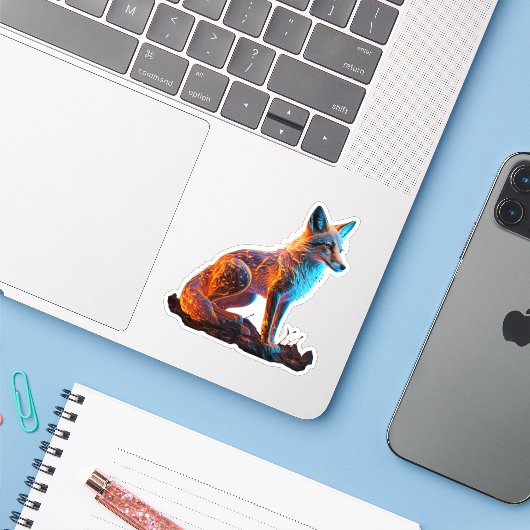 vuurvorstvos sticker (Laptop met iPhone)