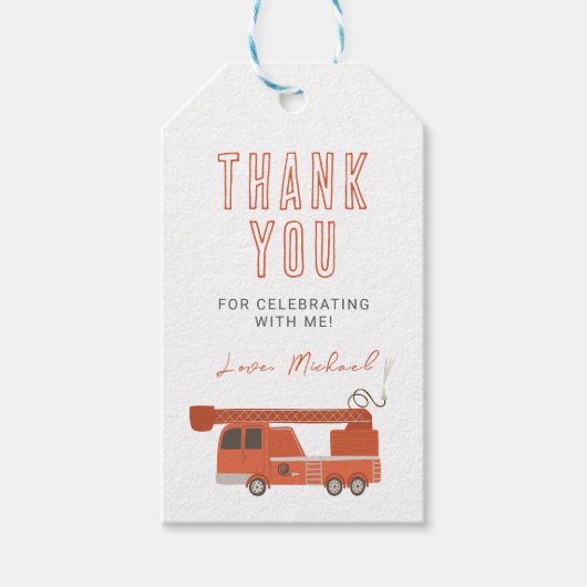 Vuurvrachtwagen Birthday Cadeaulabel (Voorkant)
