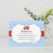 Vuurvrachtwagen Birthday Hartelijk dank Bedankkaart (Staand voorkant)