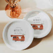 Vuurvrachtwagen Birthday Papieren Bordje