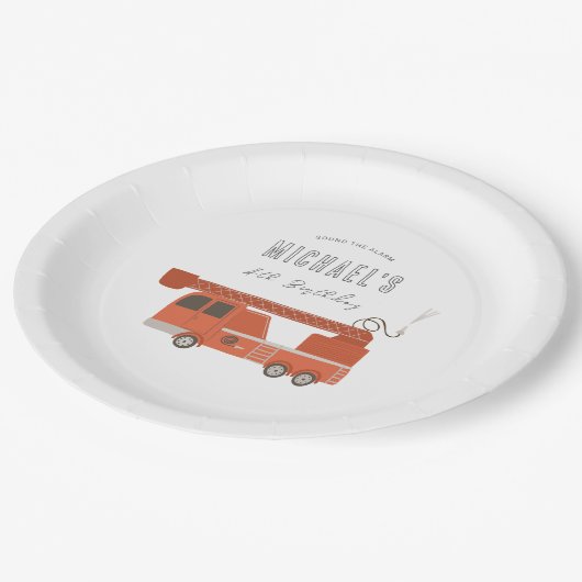 Vuurvrachtwagen Birthday Papieren Bordje (Gekanteld)