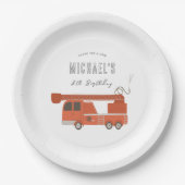 Vuurvrachtwagen Birthday Papieren Bordje (Voorkant)