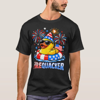 Vuurvreter Grappige 4 juli Patriottische Eend T-shirt